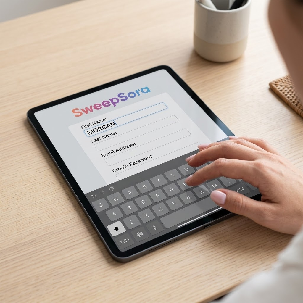 Person filling a form on a device