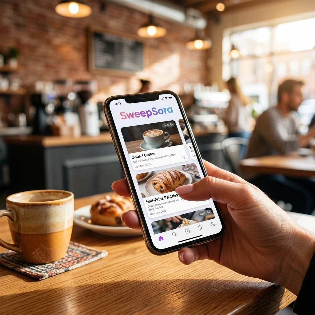 Person browsing brand deals on screen